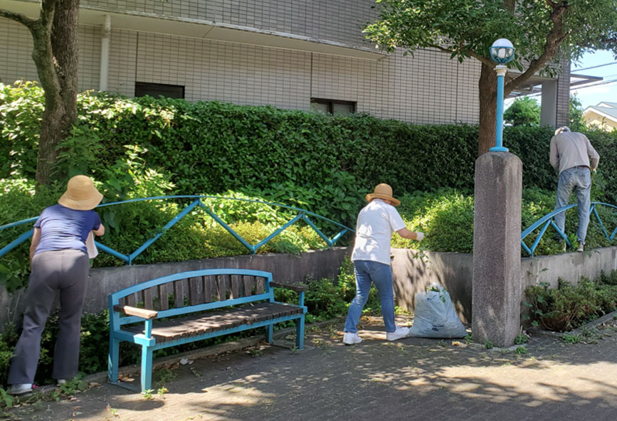 写真:草取りのようす